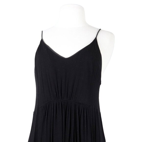 Noul Women's Small Black Flowy Maxi Dress Pleated Spaghetti Straps V-Neck Midi - Picture 2 of 6